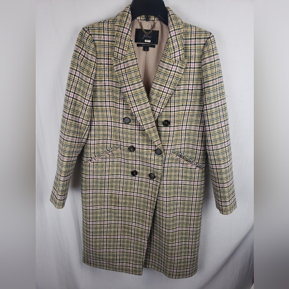 J.Crew Italian Wool Womens Green/Ivory Plaid Button Down Midi Length Coat Sz 2 - Picture 2 of 15